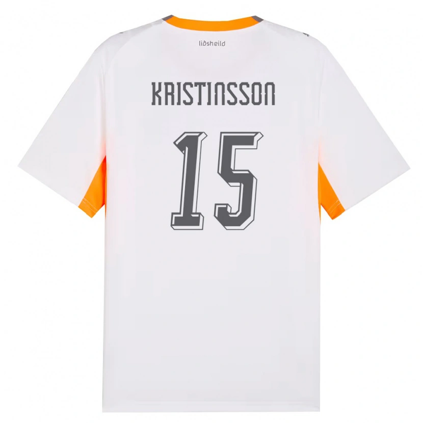Danxen Dětské Island Snorri Kristinsson #15 Bílá Oranžová Šedá Daleko Hráčské Dresy 26-28 Dres