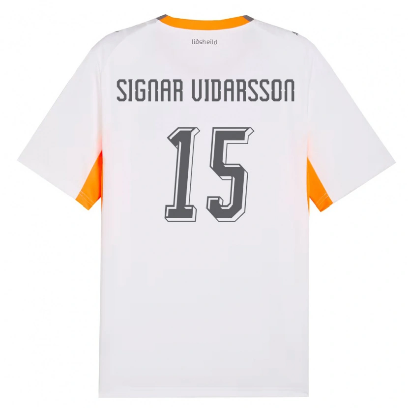 Danxen Dětské Island Smári Signar Vidarsson #15 Bílá Oranžová Šedá Daleko Hráčské Dresy 26-28 Dres