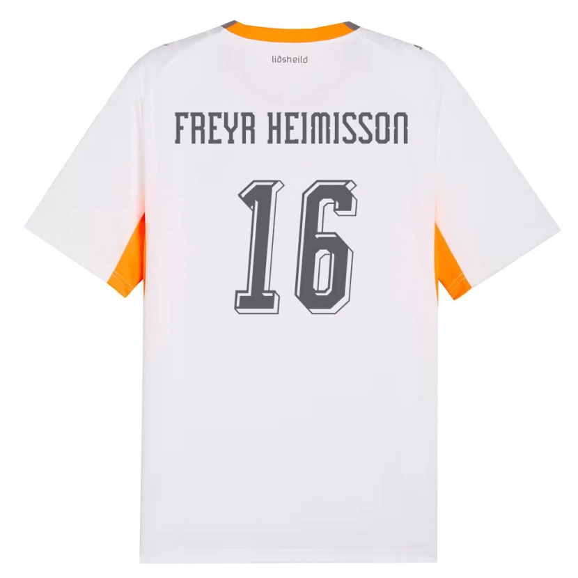 Danxen Dětské Island Aron Freyr Heimisson #16 Bílá Oranžová Šedá Daleko Hráčské Dresy 26-28 Dres