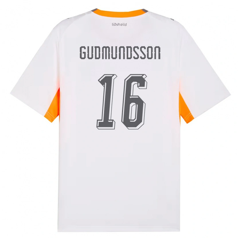 Danxen Dětské Island Jón Breki Gudmundsson #16 Bílá Oranžová Šedá Daleko Hráčské Dresy 26-28 Dres