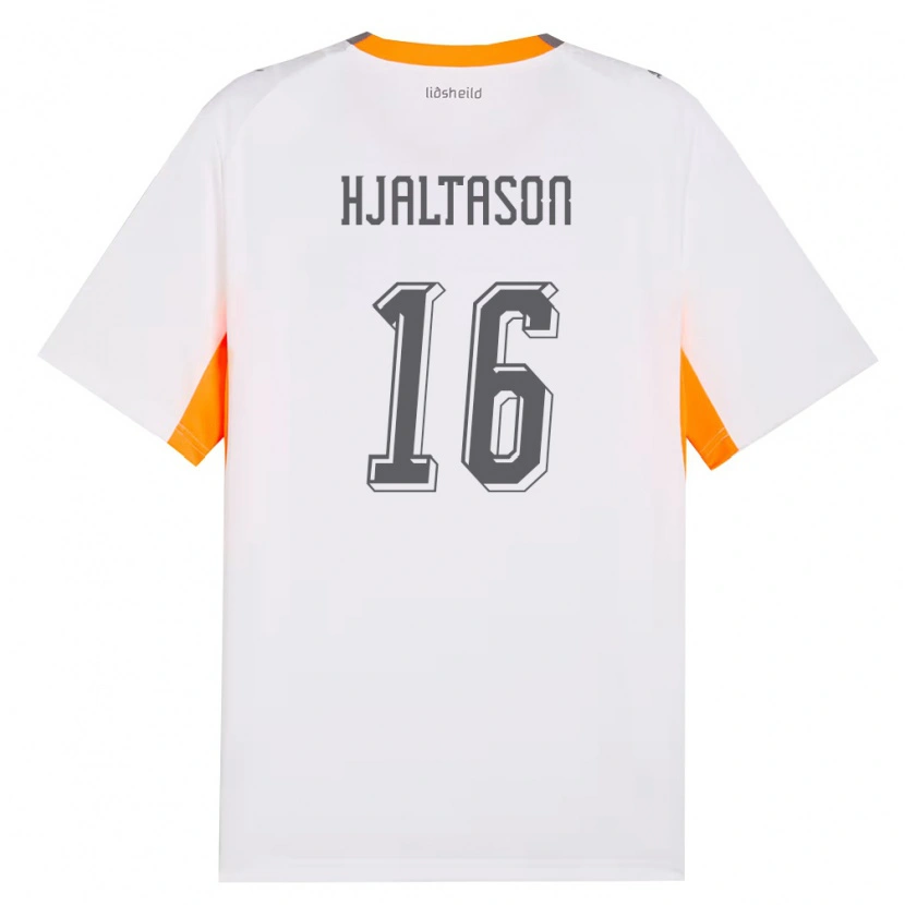 Danxen Dětské Island Kristian Hjaltason #16 Bílá Oranžová Šedá Daleko Hráčské Dresy 26-28 Dres