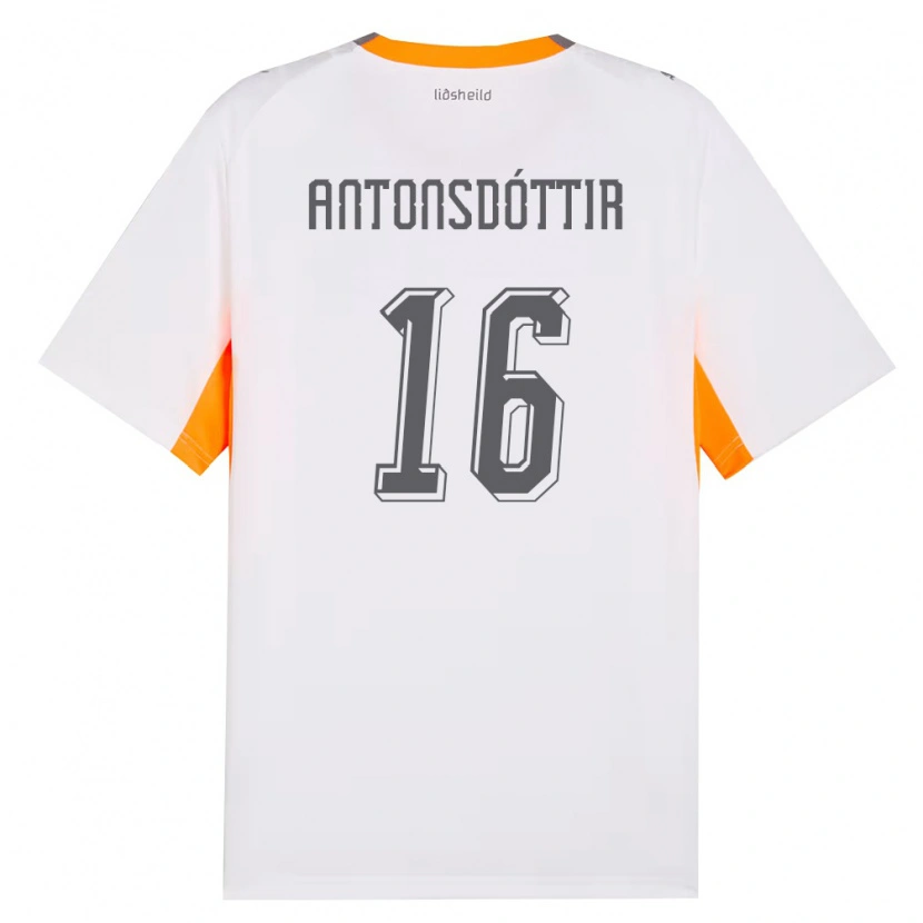 Danxen Dětské Island Hildur Antonsdóttir #16 Bílá Oranžová Šedá Daleko Hráčské Dresy 26-28 Dres