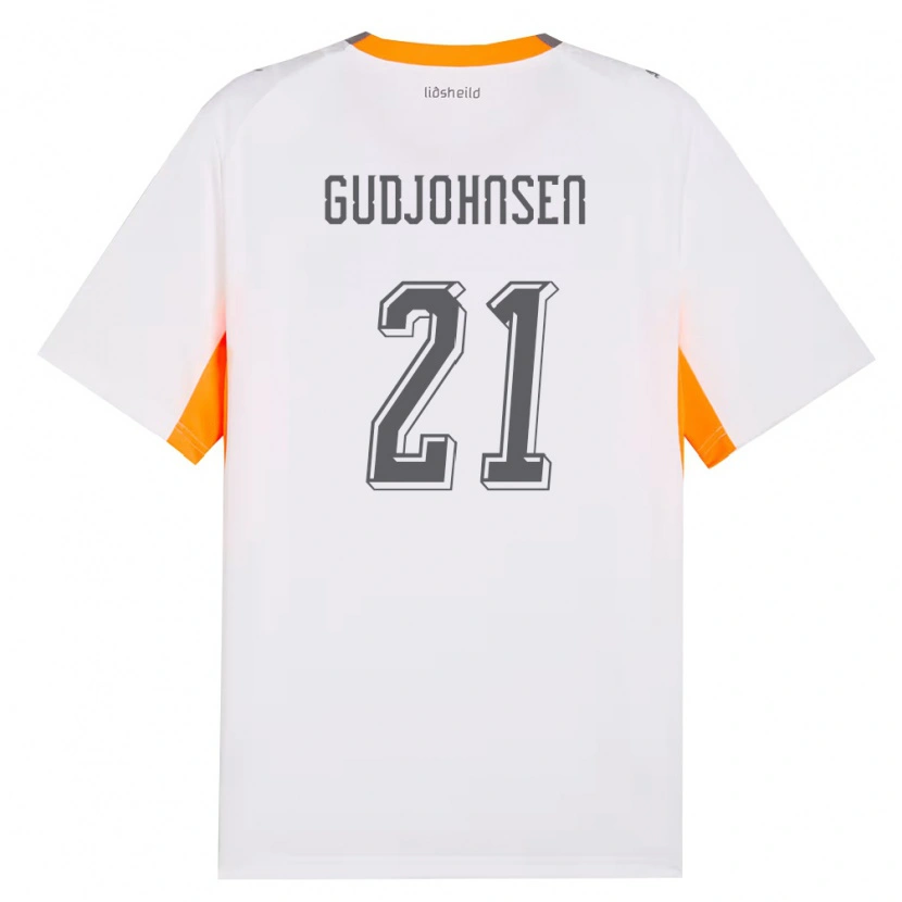 Danxen Dětské Island Daníel Gudjohnsen #21 Bílá Oranžová Šedá Daleko Hráčské Dresy 26-28 Dres