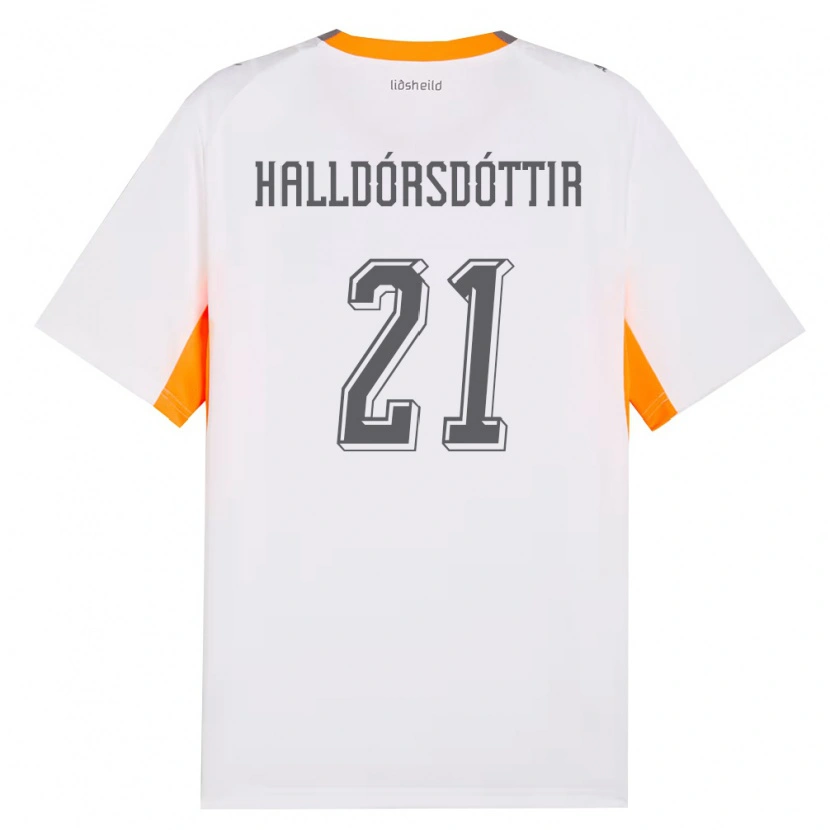 Danxen Dětské Island Hafrún Rakel Halldórsdóttir #21 Bílá Oranžová Šedá Daleko Hráčské Dresy 26-28 Dres
