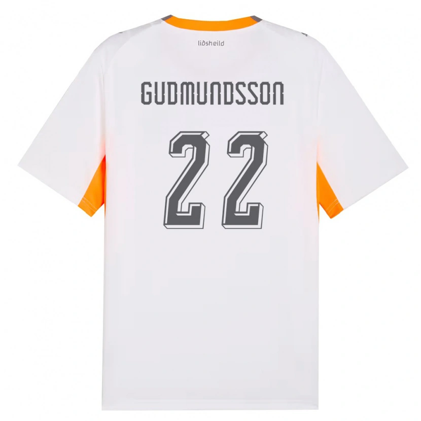 Danxen Dětské Island Galdur Guðmundsson #22 Bílá Oranžová Šedá Daleko Hráčské Dresy 26-28 Dres