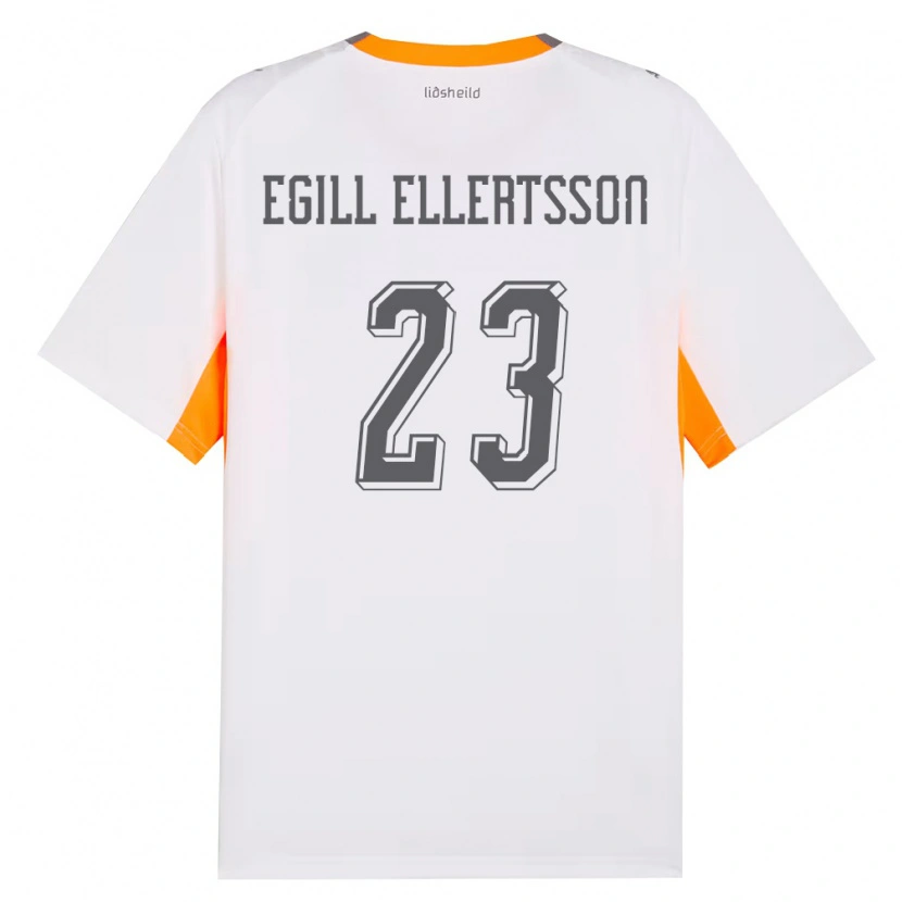 Danxen Dětské Island Mikael Egill Ellertsson #23 Bílá Oranžová Šedá Daleko Hráčské Dresy 26-28 Dres