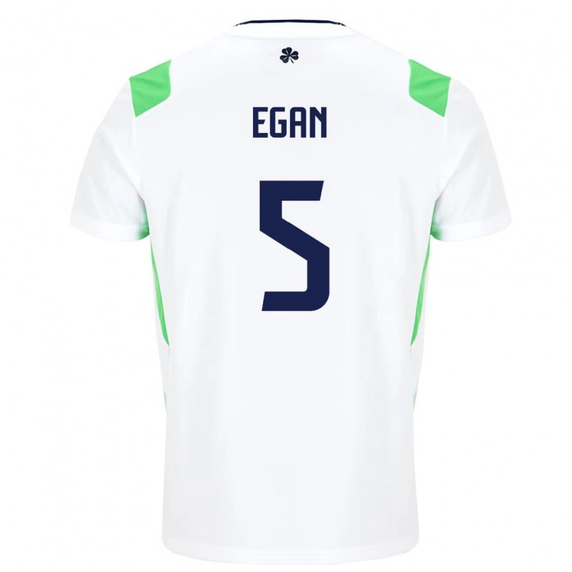 Danxen Dětské Irsko John Egan #5 Bílá Světle Zelená Daleko Hráčské Dresy 26-28 Dres