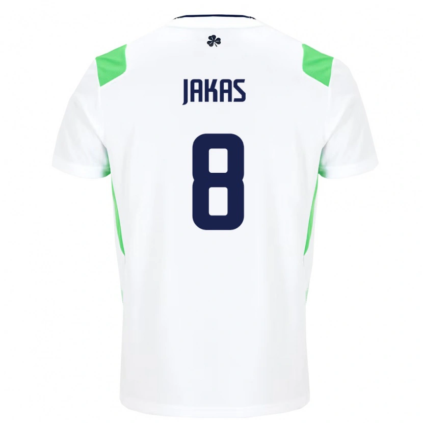 Danxen Dětské Irsko Jorunas Jakas #8 Bílá Světle Zelená Daleko Hráčské Dresy 26-28 Dres