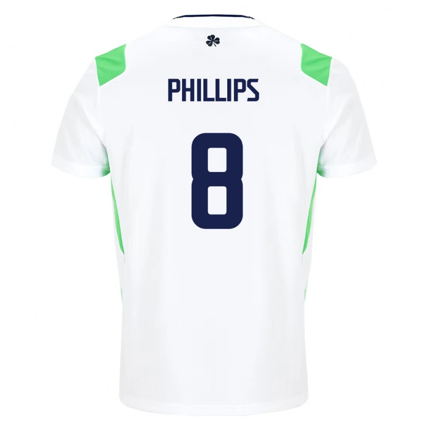 Danxen Dětské Irsko Killian Phillips #8 Bílá Světle Zelená Daleko Hráčské Dresy 26-28 Dres
