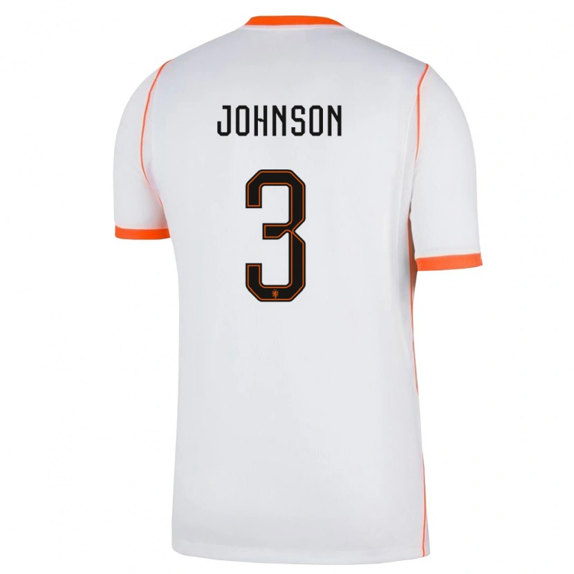Danxen Dětské Nizozemsko Jinairo Johnson #3 Bílá Oranžová Daleko Hráčské Dresy 26-28 Dres