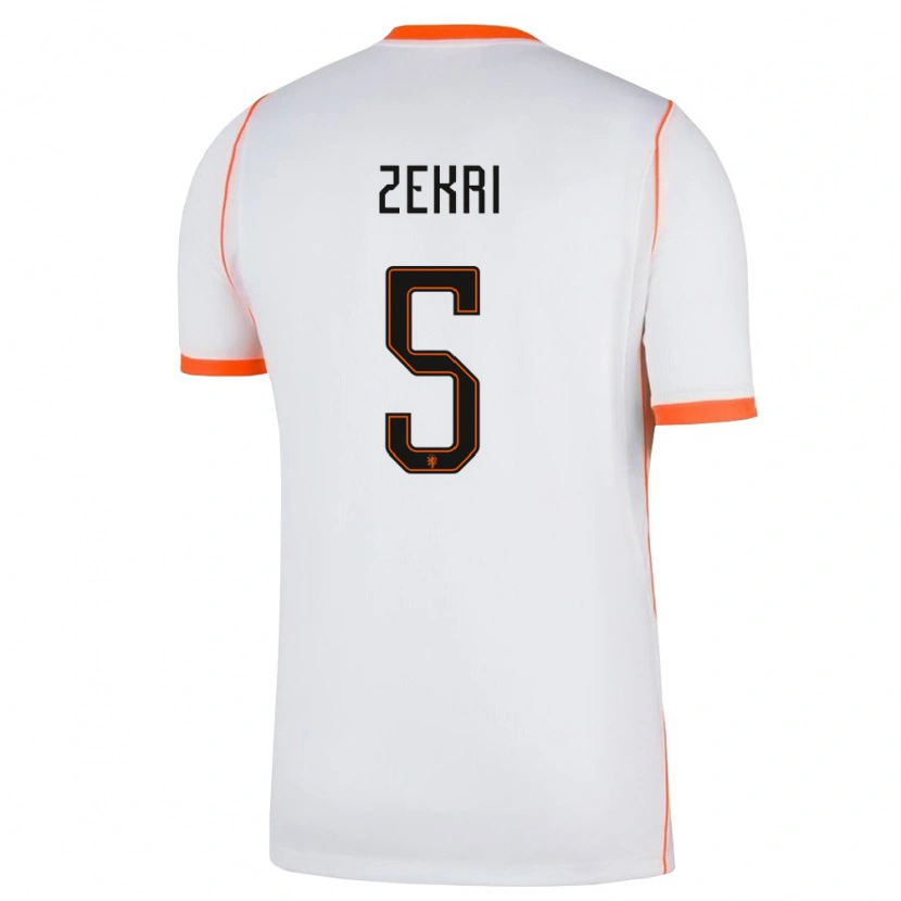 Danxen Dětské Nizozemsko Rayan Zekri #5 Bílá Oranžová Daleko Hráčské Dresy 26-28 Dres