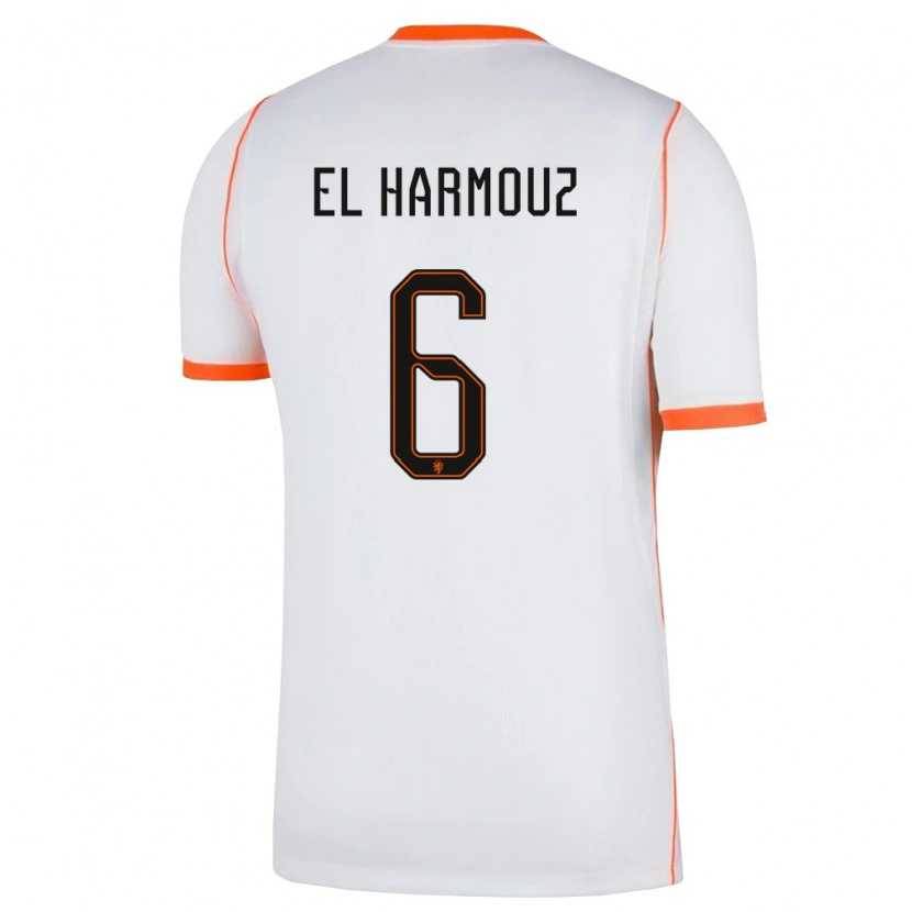 Danxen Dětské Nizozemsko Nassim El Harmouz #6 Bílá Oranžová Daleko Hráčské Dresy 26-28 Dres