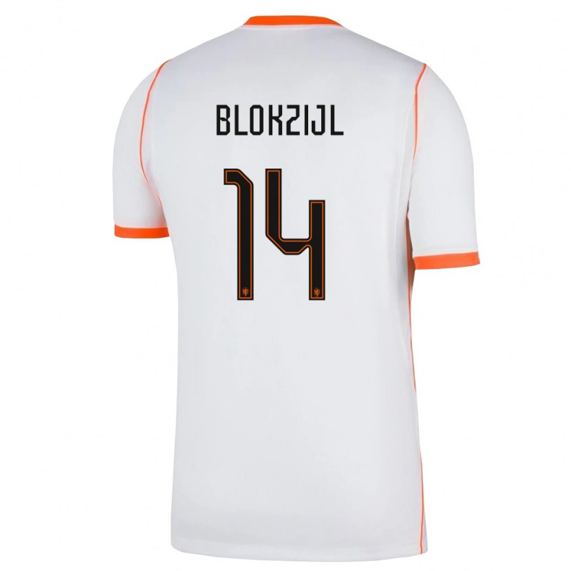 Danxen Dětské Nizozemsko Thijmen Blokzijl #14 Bílá Oranžová Daleko Hráčské Dresy 26-28 Dres