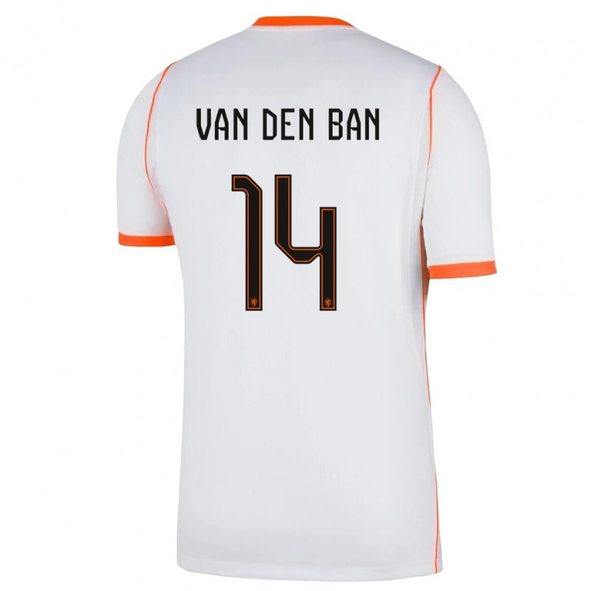 Danxen Dětské Nizozemsko Yoël Van Den Ban #14 Bílá Oranžová Daleko Hráčské Dresy 26-28 Dres