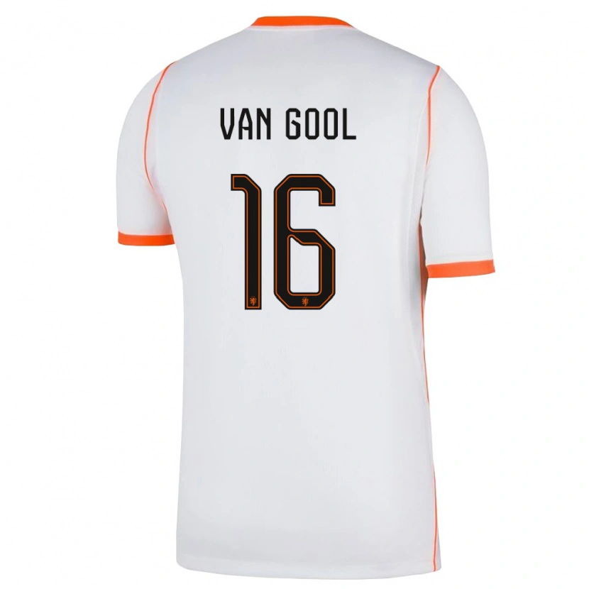 Danxen Dětské Nizozemsko Sydney Van Gool #16 Bílá Oranžová Daleko Hráčské Dresy 26-28 Dres