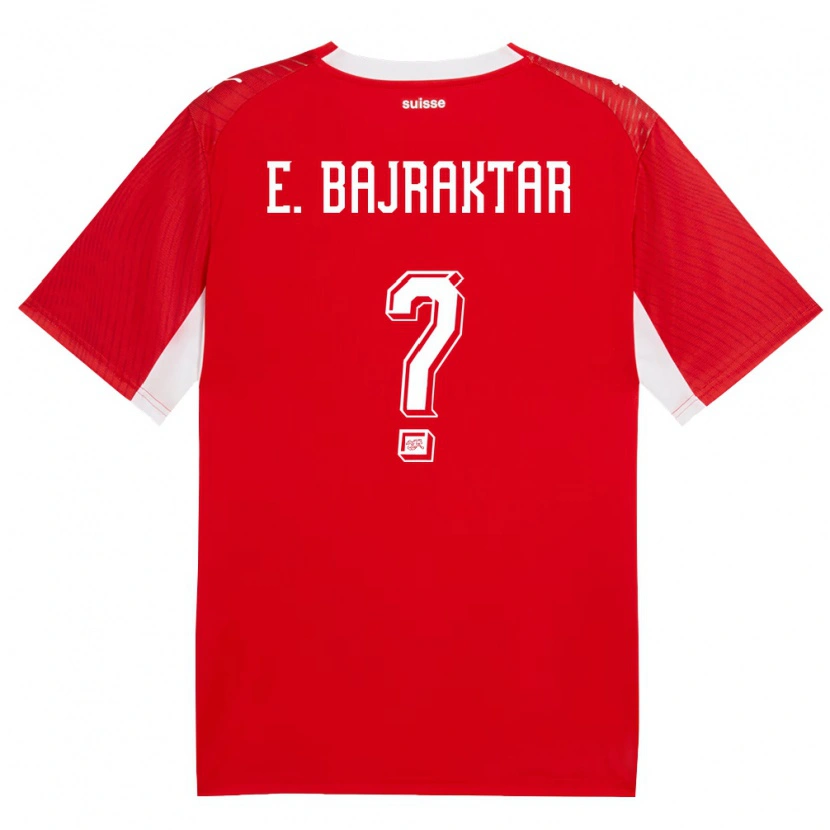 Danxen Pánské Švýcarsko Erblin Bajraktar #0 Červená Bílá Domů Hráčské Dresy 26-28 Dres