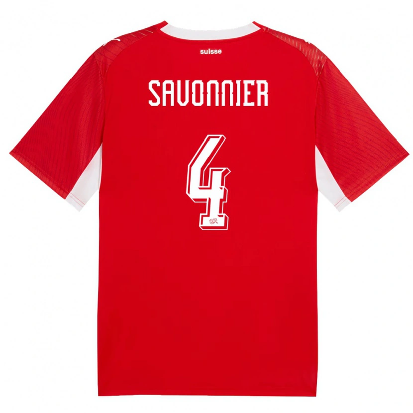 Danxen Pánské Švýcarsko Nelson Savonnier #4 Červená Bílá Domů Hráčské Dresy 26-28 Dres
