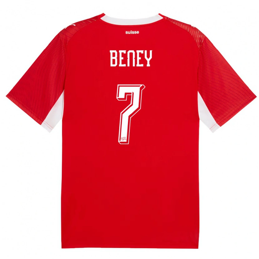 Danxen Pánské Švýcarsko Roméo Beney #7 Červená Bílá Domů Hráčské Dresy 26-28 Dres