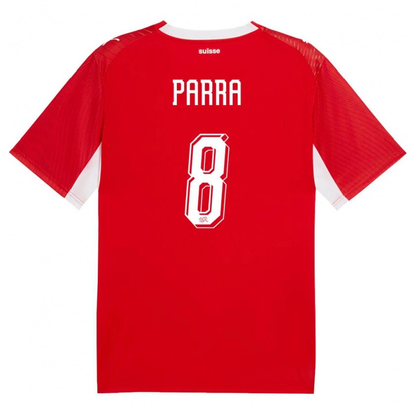 Danxen Pánské Švýcarsko Ivan Parra #8 Červená Bílá Domů Hráčské Dresy 26-28 Dres