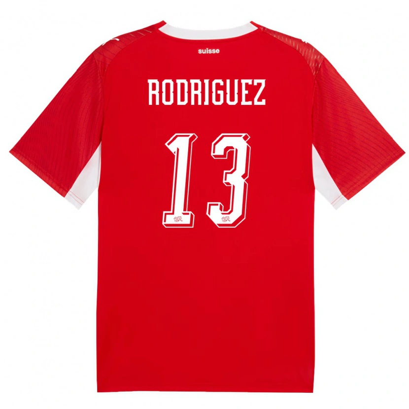 Danxen Pánské Švýcarsko Ricardo Rodríguez #13 Červená Bílá Domů Hráčské Dresy 26-28 Dres