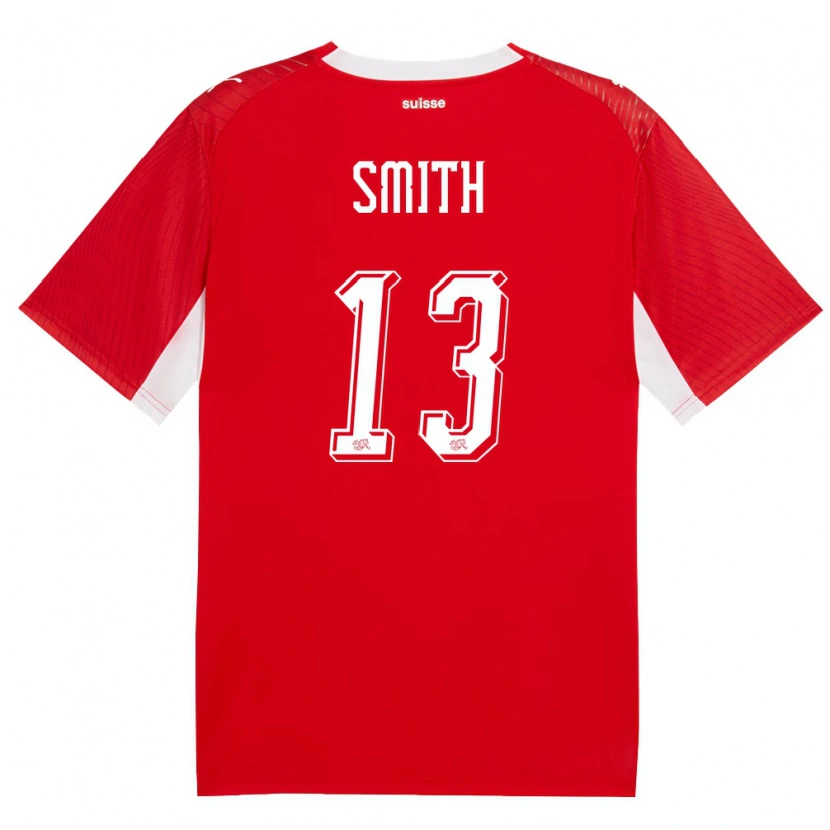Danxen Pánské Švýcarsko Rhodri Smith #13 Červená Bílá Domů Hráčské Dresy 26-28 Dres
