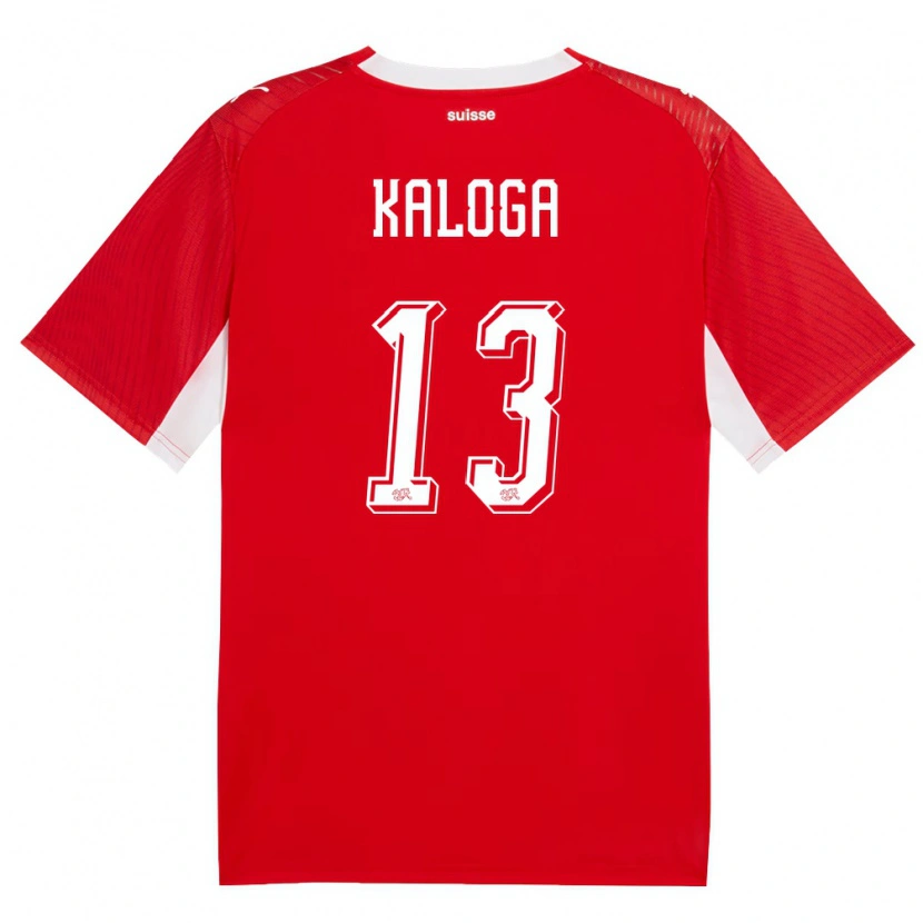 Danxen Pánské Švýcarsko Issa Kaloga #13 Červená Bílá Domů Hráčské Dresy 26-28 Dres