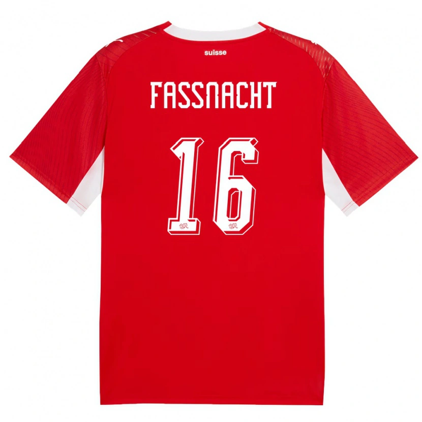 Danxen Pánské Švýcarsko Christian Fassnacht #16 Červená Bílá Domů Hráčské Dresy 26-28 Dres
