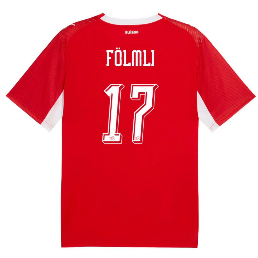 Danxen Pánské Švýcarsko Svenja Folmli #17 Červená Bílá Domů Hráčské Dresy 26-28 Dres