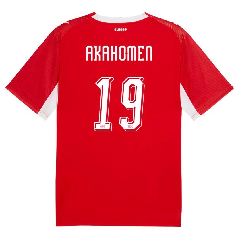 Danxen Pánské Švýcarsko Marvin Akahomen #19 Červená Bílá Domů Hráčské Dresy 26-28 Dres