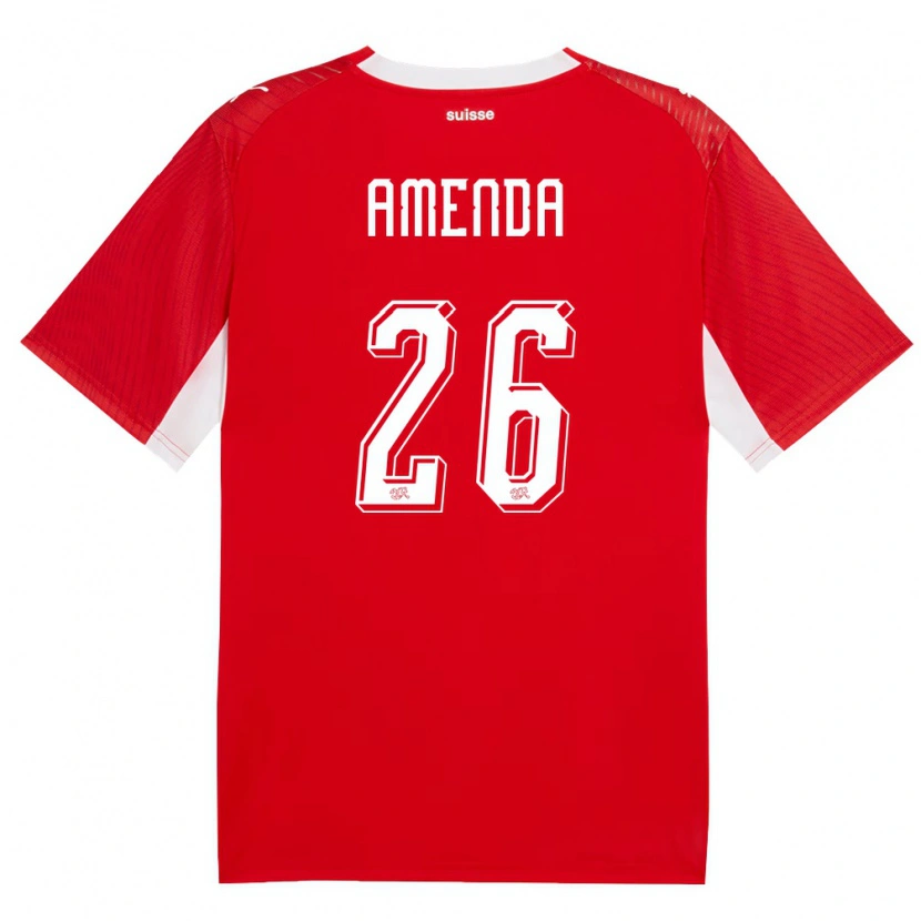Danxen Pánské Švýcarsko Aurèle Amenda #26 Červená Bílá Domů Hráčské Dresy 26-28 Dres