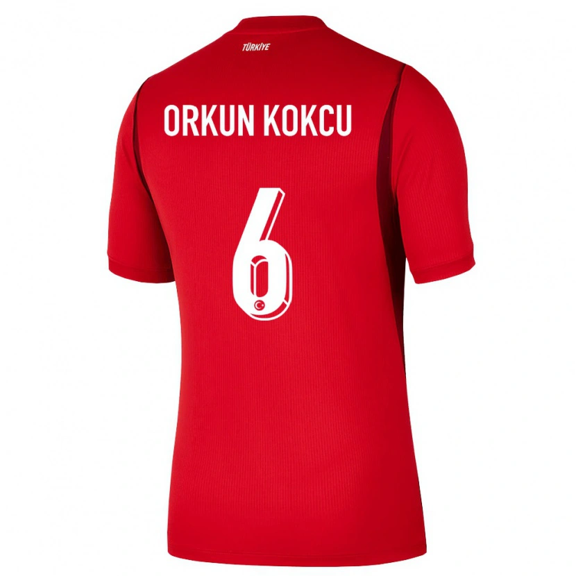 Danxen Pánské Turecko Orkun Kökçü #6 Červená Vínová Domů Hráčské Dresy 26-28 Dres