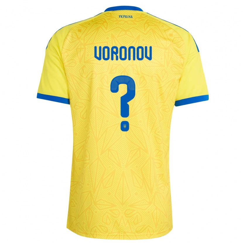 Danxen Pánské Ukrajina Maksym Voronov #0 Žlutá Modrá Domů Hráčské Dresy 26-28 Dres