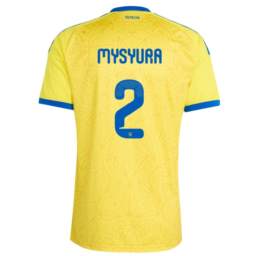 Danxen Pánské Ukrajina Maksym Mysyura #2 Žlutá Modrá Domů Hráčské Dresy 26-28 Dres