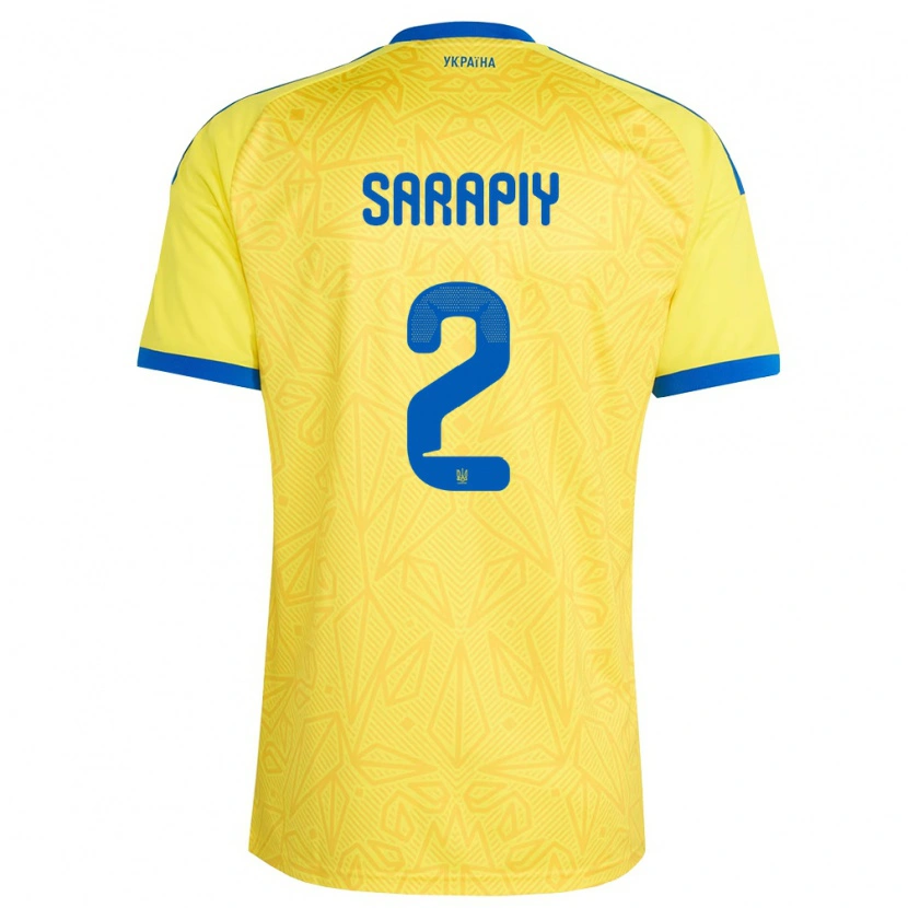 Danxen Pánské Ukrajina Eduard Sarapiy #2 Žlutá Modrá Domů Hráčské Dresy 26-28 Dres