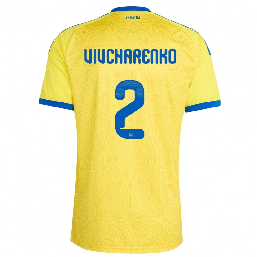 Danxen Pánské Ukrajina Kostyantyn Vivcharenko #2 Žlutá Modrá Domů Hráčské Dresy 26-28 Dres