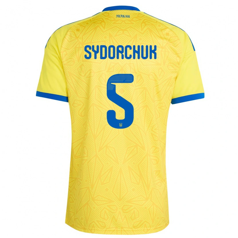 Danxen Pánské Ukrajina Sergiy Sydorchuk #5 Žlutá Modrá Domů Hráčské Dresy 26-28 Dres