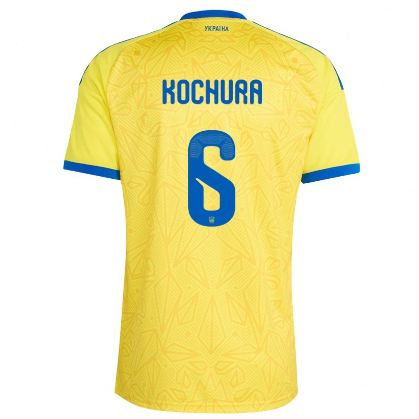 Danxen Pánské Ukrajina Shain Kochura #6 Žlutá Modrá Domů Hráčské Dresy 26-28 Dres