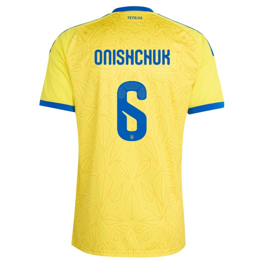 Danxen Pánské Ukrajina Yegor Onishchuk #6 Žlutá Modrá Domů Hráčské Dresy 26-28 Dres