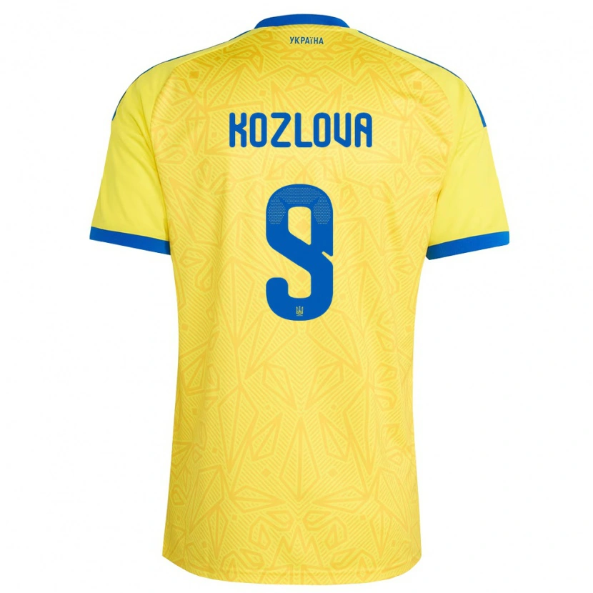 Danxen Pánské Ukrajina Nicole Kozlova #9 Žlutá Modrá Domů Hráčské Dresy 26-28 Dres