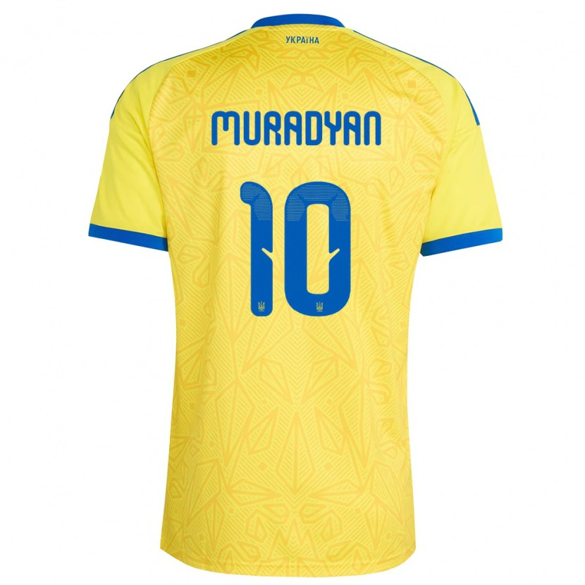 Danxen Pánské Ukrajina Artem Muradyan #10 Žlutá Modrá Domů Hráčské Dresy 26-28 Dres