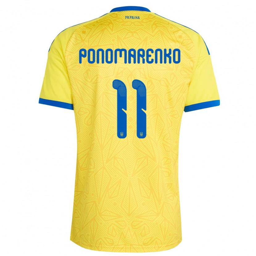 Danxen Pánské Ukrajina Matviy Ponomarenko #11 Žlutá Modrá Domů Hráčské Dresy 26-28 Dres
