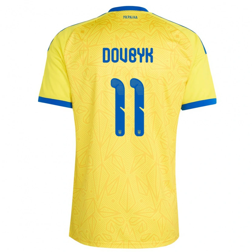 Danxen Pánské Ukrajina Artem Dovbyk #11 Žlutá Modrá Domů Hráčské Dresy 26-28 Dres