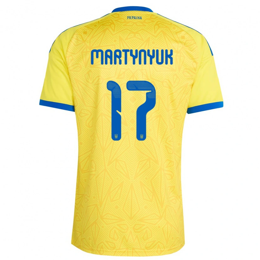 Danxen Pánské Ukrajina Anton Martynyuk #17 Žlutá Modrá Domů Hráčské Dresy 26-28 Dres
