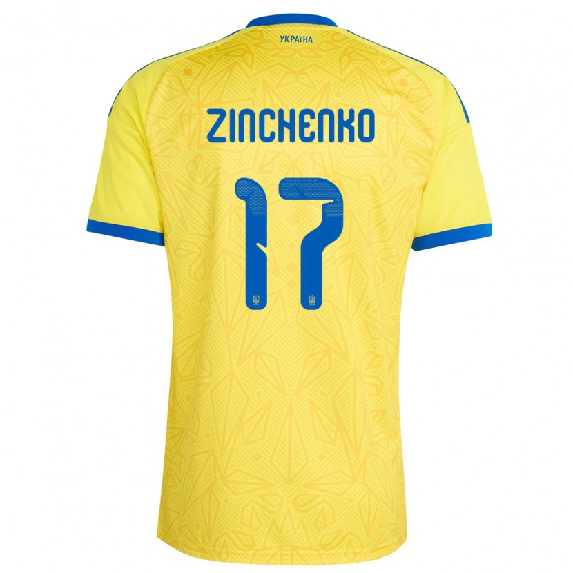 Danxen Pánské Ukrajina Oleksandr Zinchenko #17 Žlutá Modrá Domů Hráčské Dresy 26-28 Dres