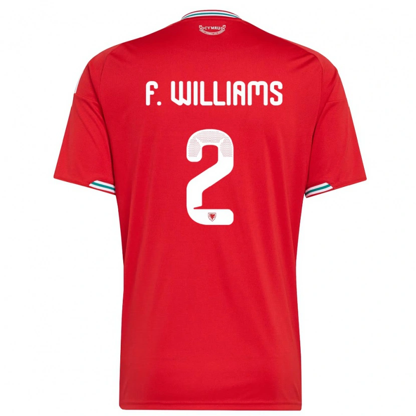Danxen Pánské Wales Fabian Williams #2 Červená Bílá Zelená Domů Hráčské Dresy 26-28 Dres