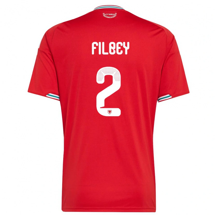 Danxen Pánské Wales Anna Filbey #2 Červená Bílá Zelená Domů Hráčské Dresy 26-28 Dres