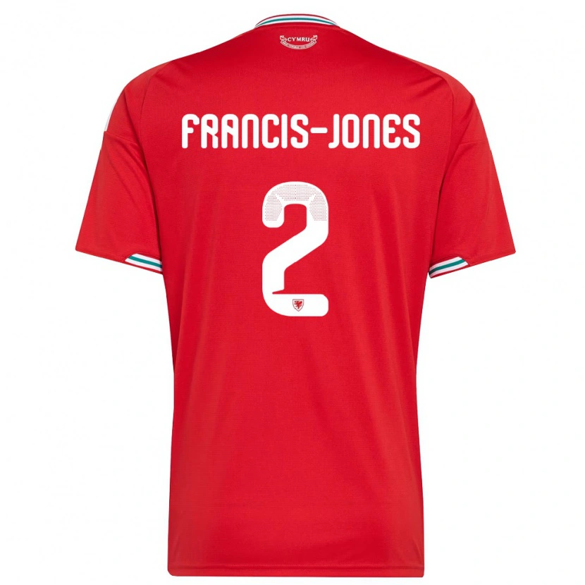 Danxen Pánské Wales Maria Francis Jones #2 Červená Bílá Zelená Domů Hráčské Dresy 26-28 Dres