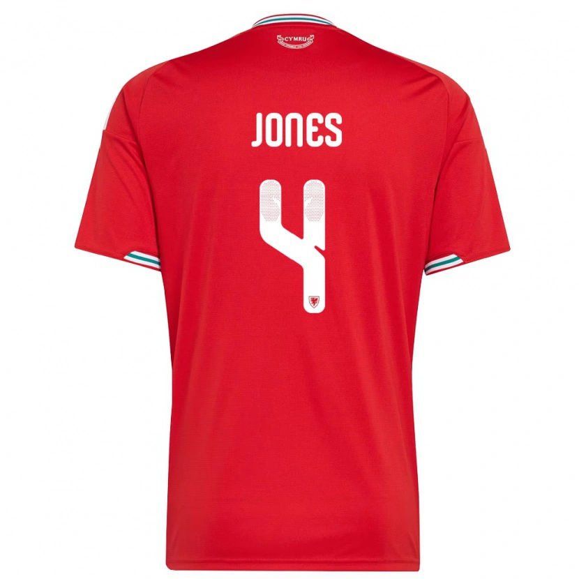 Danxen Pánské Wales Iestyn Jones #4 Červená Bílá Zelená Domů Hráčské Dresy 26-28 Dres