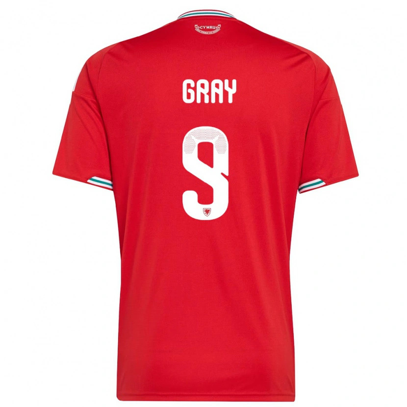 Danxen Pánské Wales Harvey Gray #9 Červená Bílá Zelená Domů Hráčské Dresy 26-28 Dres