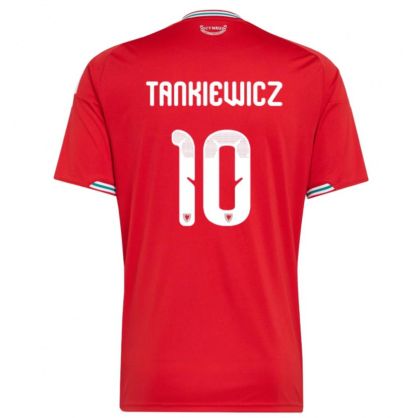 Danxen Pánské Wales Rob Tankiewicz #10 Červená Bílá Zelená Domů Hráčské Dresy 26-28 Dres